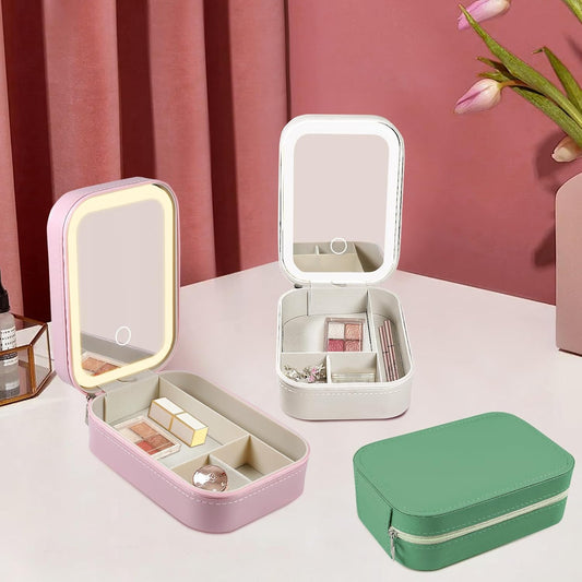 Maletín Porta cosméticos LED + Kit Maquillaje