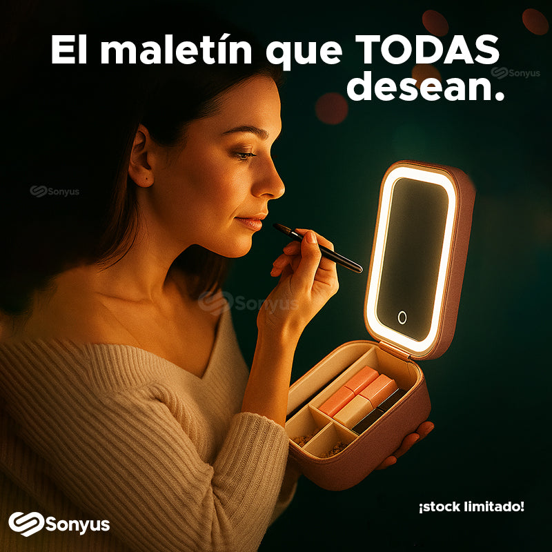 Maletín Porta cosméticos LED + Kit Maquillaje
